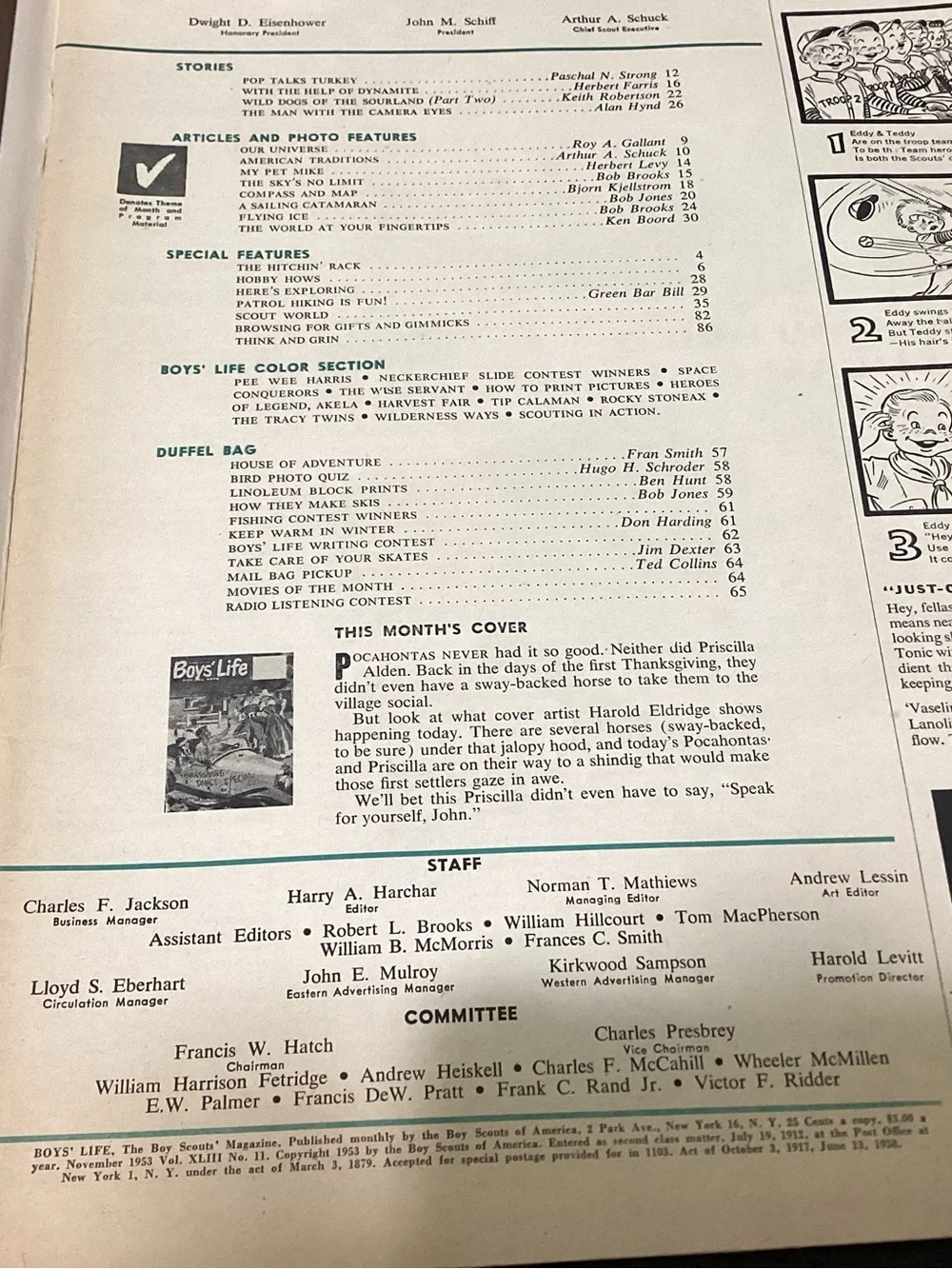 Vtg. 1953 BOY’S LIFE FOR ALL BOYS Magazine. “Thanksgiving Dance Special” Theme.